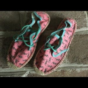 Soludos lace espadrille shoes kid size 12 pink